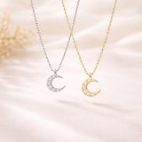  Sparkling Pave Crescent Moon Necklace in Sterling Silver - friendship necklace gift from Bestie Keepsake