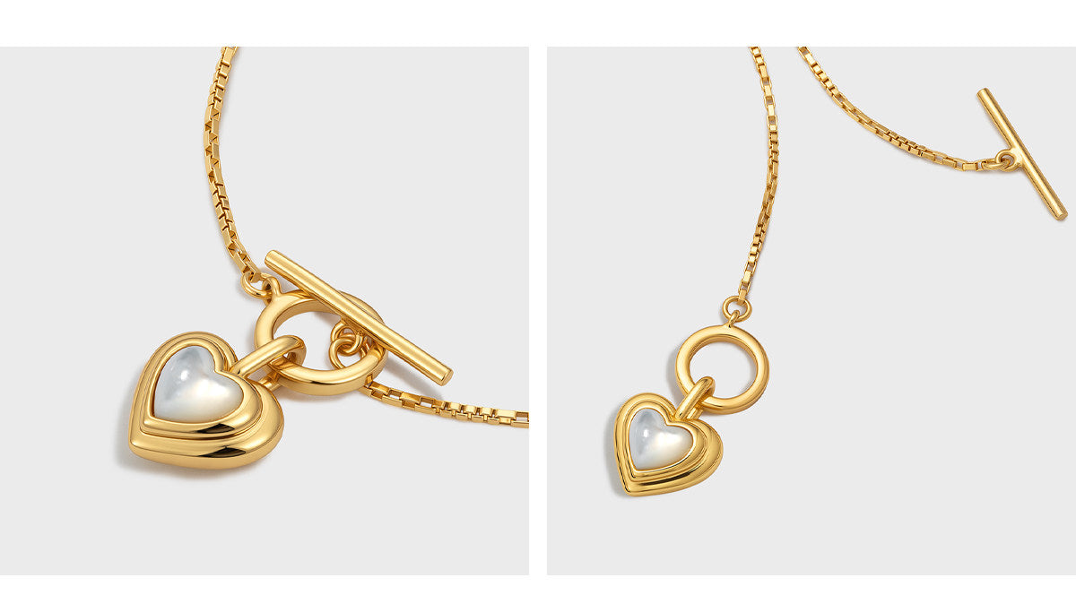  Heart Gravity Toggle Necklace with Natural Stone - friendship necklace gift from Bestie Keepsake