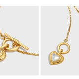  Heart Gravity Toggle Necklace with Natural Stone - friendship necklace gift from Bestie Keepsake