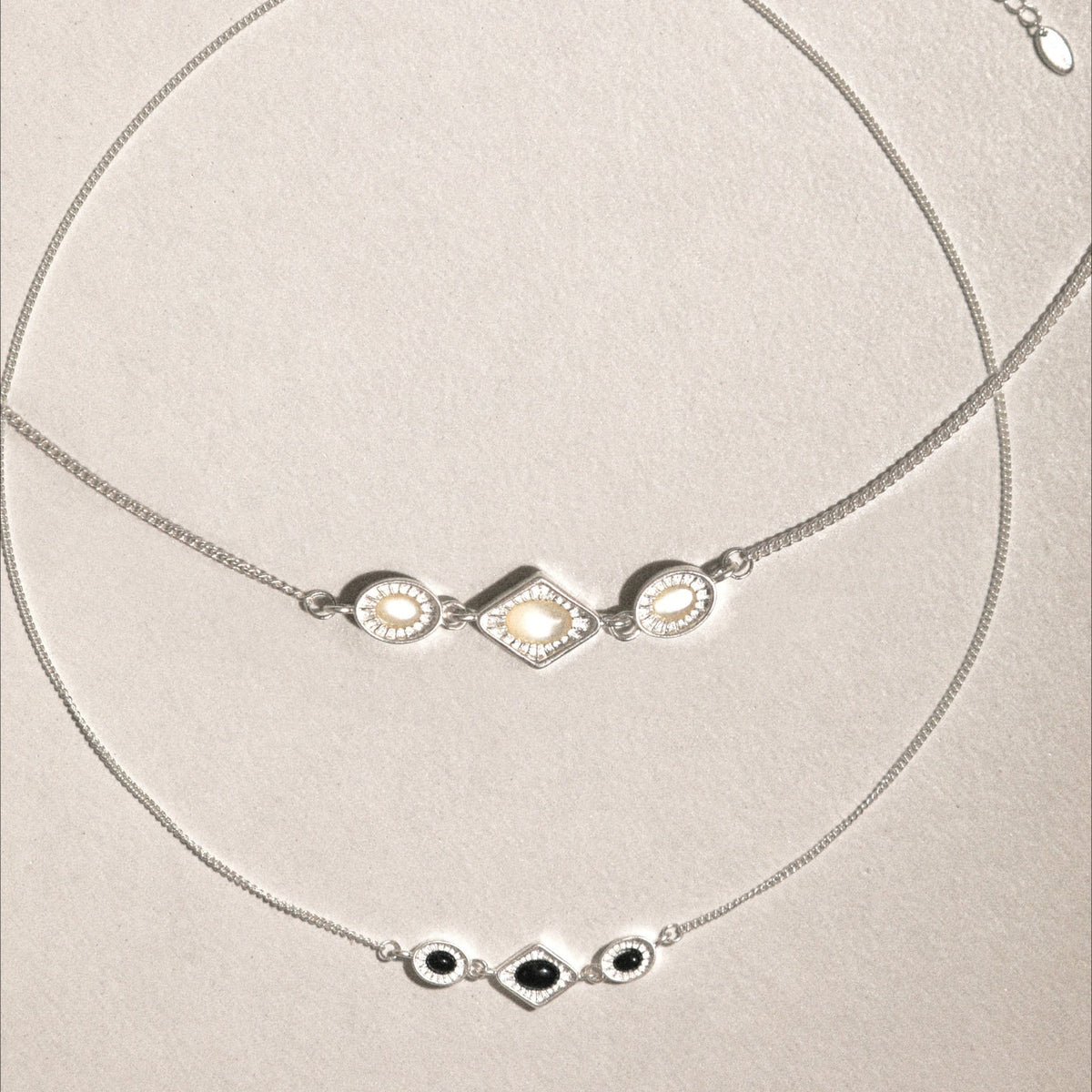  Vintage-Inspired Rhombus Stone Pendant Necklace Silver Plated - friendship necklace gift from Bestie Keepsake