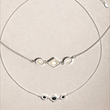  Vintage-Inspired Rhombus Stone Pendant Necklace Silver Plated - friendship necklace gift from Bestie Keepsake