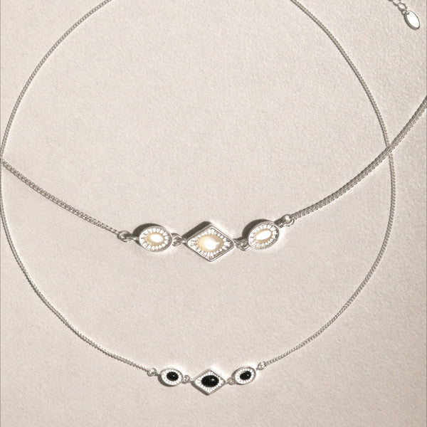  Vintage-Inspired Rhombus Stone Pendant Necklace Silver Plated - friendship necklace gift from Bestie Keepsake