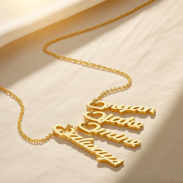  Custom Vertical Script Name Necklace Stainless Steel - friendship necklace gift from Bestie Keepsake