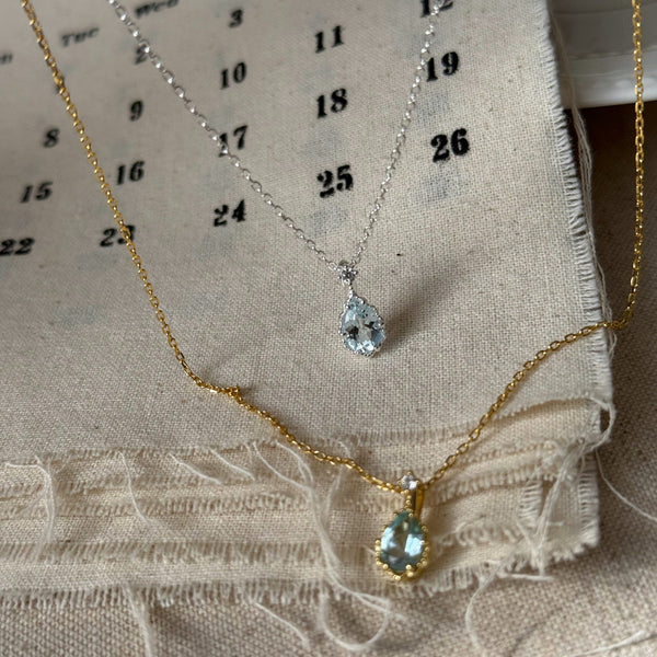  Teardrop Sky Blue Topaz Necklace S925 Sterling Silver - friendship necklace gift from Bestie Keepsake