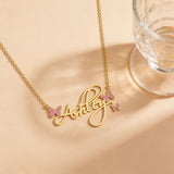  Butterfly Script Name Necklace Stainless Steel - friendship necklace gift from Bestie Keepsake