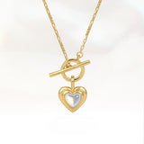  Heart Gravity Toggle Necklace with Natural Stone - friendship necklace gift from Bestie Keepsake