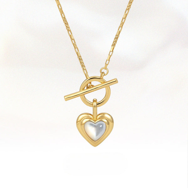  Heart Gravity Toggle Necklace with Natural Stone - friendship necklace gift from Bestie Keepsake