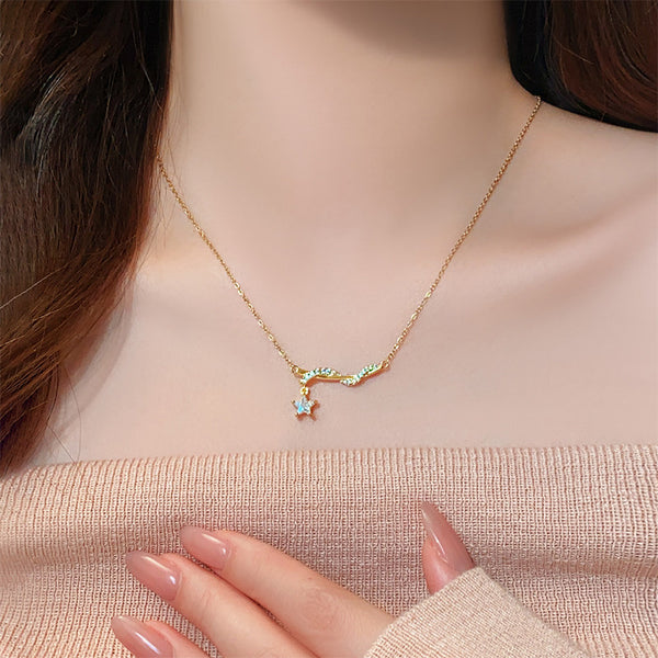  Entwined Star Pendant Zirconia Necklace - friendship necklace gift from Bestie Keepsake