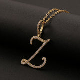  Cursive Pave Initial Pendant Necklace - friendship necklace gift from Bestie Keepsake