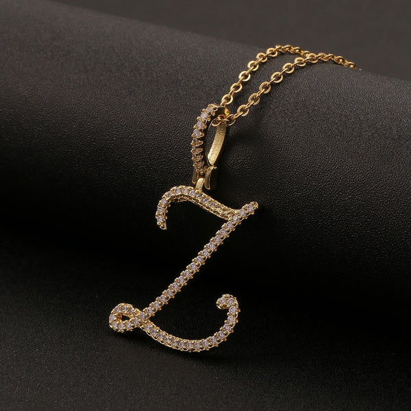  Cursive Pave Initial Pendant Necklace - friendship necklace gift from Bestie Keepsake