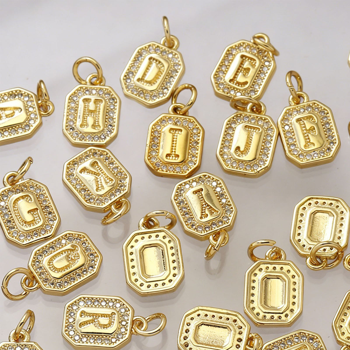  Ornate Initial Octagon Pendant Necklace in Gold Plated - friendship necklace gift from Bestie Keepsake