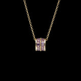  Ornate Pave Zircon Cylinder Pendant Necklace - friendship necklace gift from Bestie Keepsake