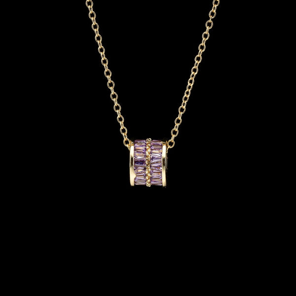  Ornate Pave Zircon Cylinder Pendant Necklace - friendship necklace gift from Bestie Keepsake