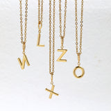  Polished Initial Pendant Necklace 18K Gold Plated - friendship necklace gift from Bestie Keepsake