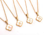  Clover Initial Shell Necklace in 18K Gold Plated Stainless Steel - friendship necklace gift from Bestie Keepsake