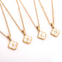  Clover Initial Shell Necklace in 18K Gold Plated Stainless Steel - friendship necklace gift from Bestie Keepsake