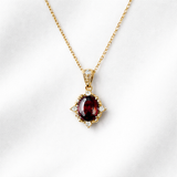  Ornate Crimson Zirconia Pendant S925 Necklace - friendship necklace gift from Bestie Keepsake