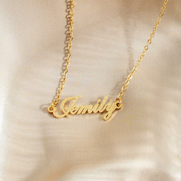  Frosted Script Name Necklace Stainless Steel - friendship necklace gift from Bestie Keepsake