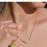  Delta Geometric Triangle Necklace with Stone Inlay - friendship necklace gift from Bestie Keepsake