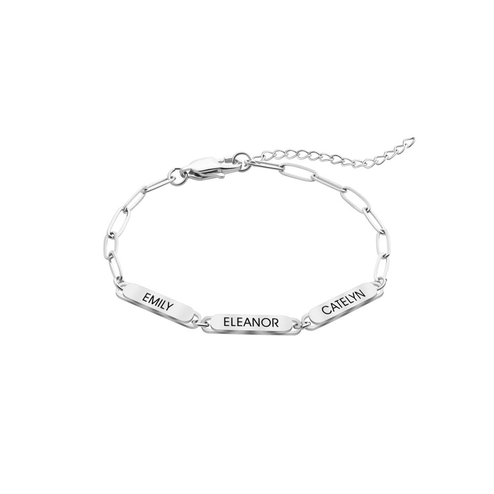  Engraved Name Bar Paperclip Link Bracelet Stainless Steel - friendship necklace gift from Bestie Keepsake