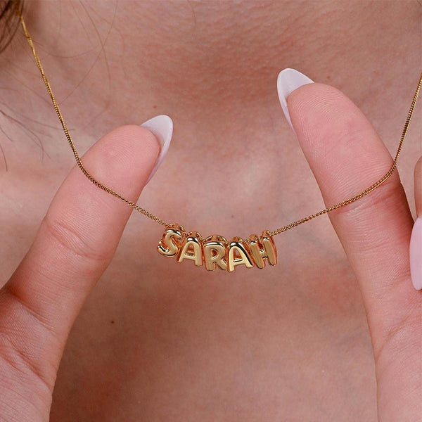  3D Bubble Initial Necklace Gold Alloy - friendship necklace gift from Bestie Keepsake