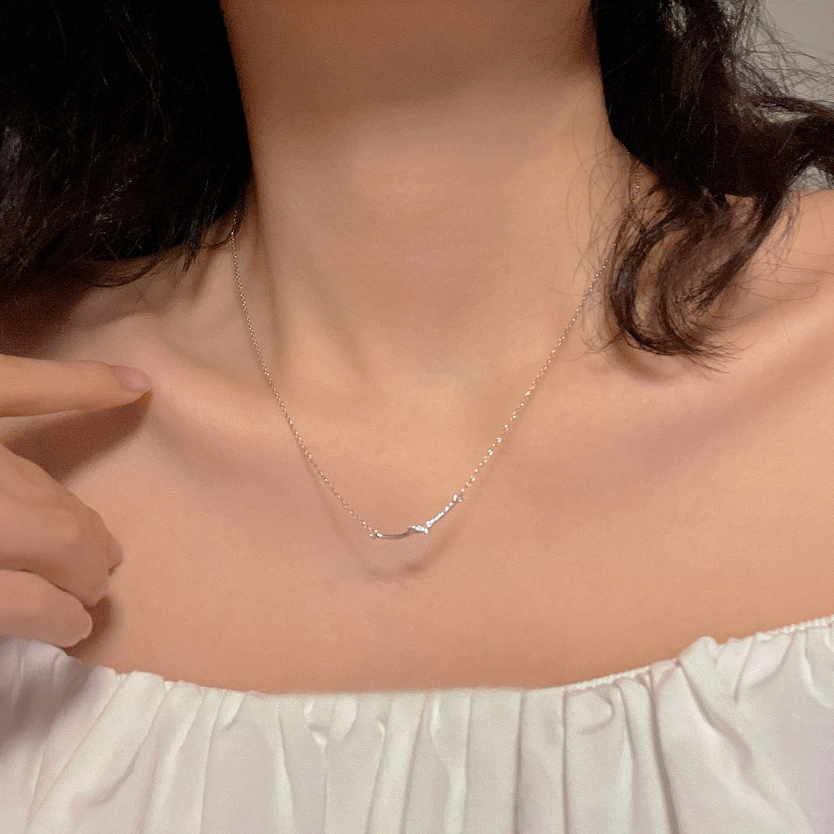  Dainty Twisted Bar Necklace in S925 Sterling Silver - friendship necklace gift from Bestie Keepsake