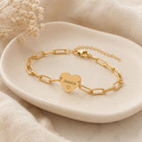  Heart Charm Paperclip Link Bracelet in Stainless Steel - friendship necklace gift from Bestie Keepsake