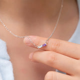 Baguette Birthstone Bar Necklace Stainless Steel - friendship necklace gift from Bestie Keepsake