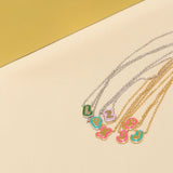  Bubble Initial Enamel Necklace in 925 Sterling Silver - friendship necklace gift from Bestie Keepsake