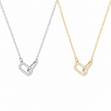 Pave Interlocking Paperclip Link Necklace - friendship necklace gift from Bestie Keepsake