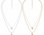  Lace Glimmer Heart & Cross Double Layer Necklace - friendship necklace gift from Bestie Keepsake