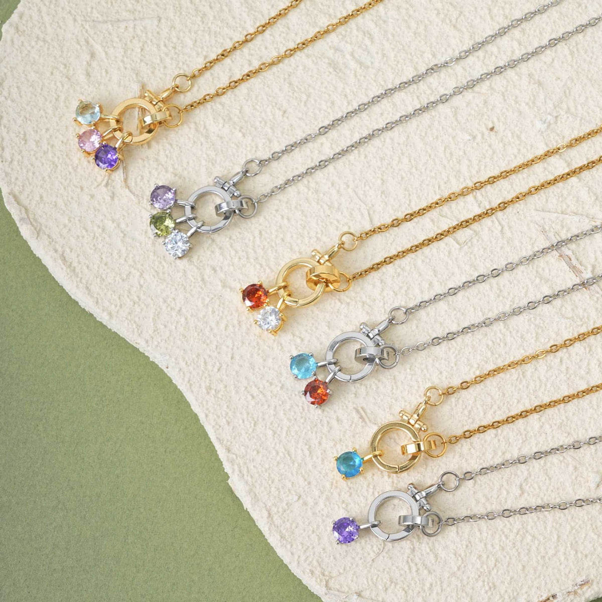  Birthstone Charm Toggle Necklace with 18K Gold Finish - friendship necklace gift from Bestie Keepsake