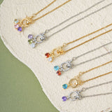  Birthstone Charm Toggle Necklace with 18K Gold Finish - friendship necklace gift from Bestie Keepsake