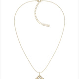  Ornate Fleur-de-lis Pendant Necklace with Cubic Zirconia - friendship necklace gift from Bestie Keepsake