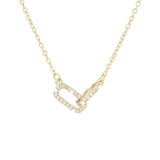  Pave Interlocking Paperclip Link Necklace - friendship necklace gift from Bestie Keepsake