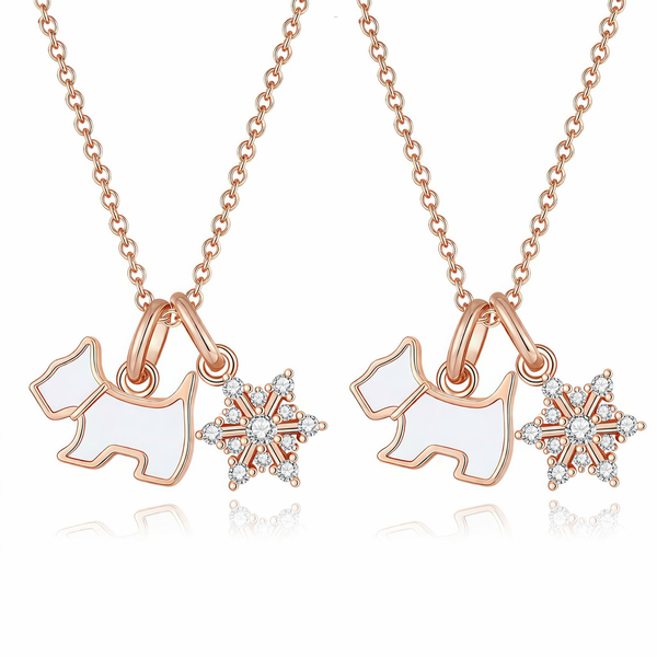  Playful Scottie Dog Charm Necklace in 18K Rose Gold over Sterling Silver - friendship necklace gift from Bestie Keepsake