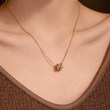  Ridged Barrel Pendant Necklace with Cubic Zirconia - friendship necklace gift from Bestie Keepsake