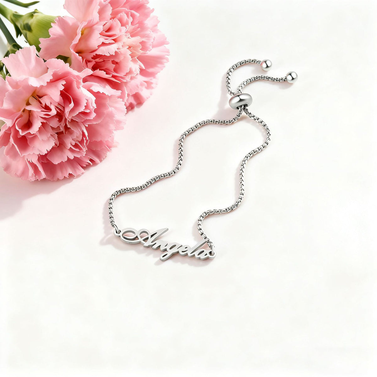  Script Name Adjustable Bolo Bracelet in Stainless Steel - friendship necklace gift from Bestie Keepsake