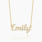  Crystalline Script Nameplate Necklace Stainless Steel - friendship necklace gift from Bestie Keepsake