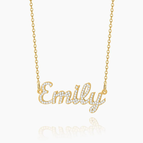  Crystalline Script Nameplate Necklace Stainless Steel - friendship necklace gift from Bestie Keepsake