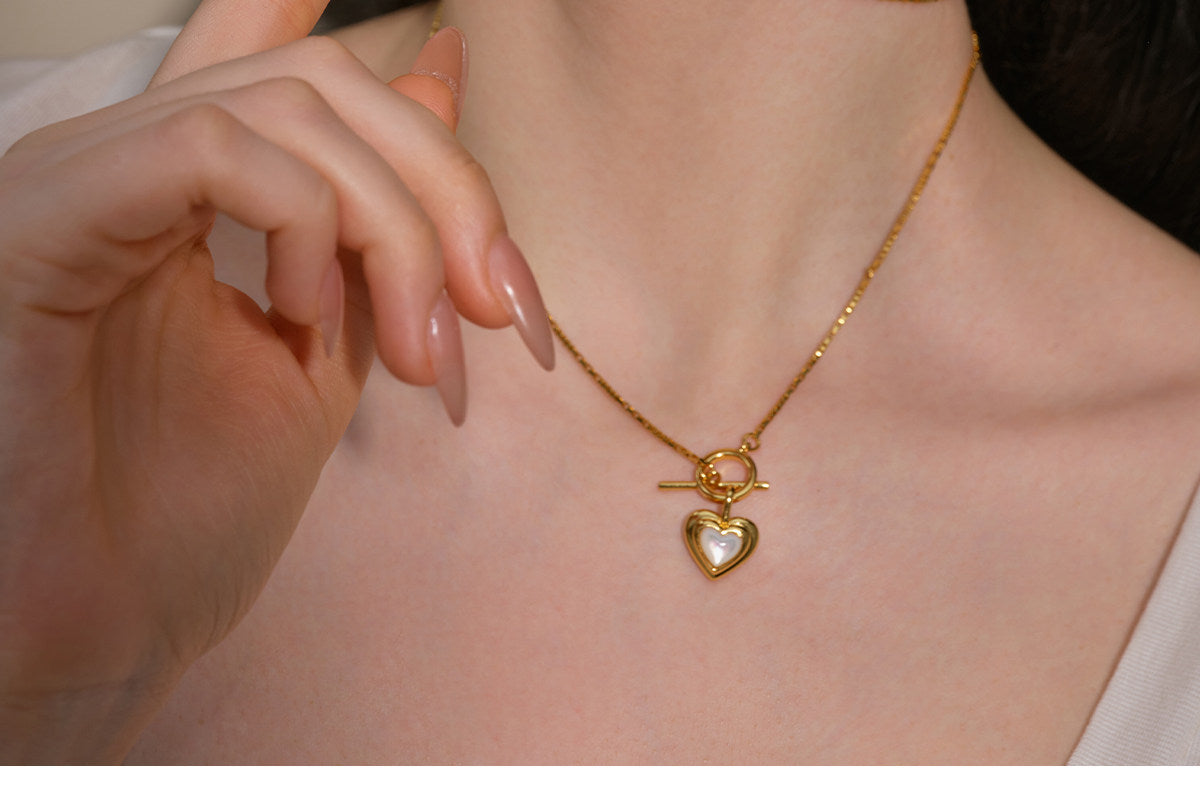  Heart Gravity Toggle Necklace with Natural Stone - friendship necklace gift from Bestie Keepsake