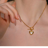  Heart Gravity Toggle Necklace with Natural Stone - friendship necklace gift from Bestie Keepsake