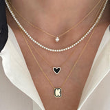  Bubble Initial Enamel Necklace in 925 Sterling Silver - friendship necklace gift from Bestie Keepsake