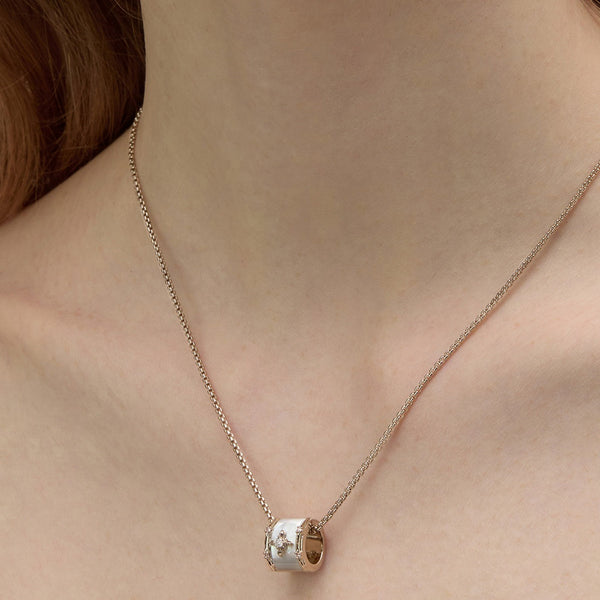  Iris Mother of Pearl Floral Barrel Necklace - friendship necklace gift from Bestie Keepsake