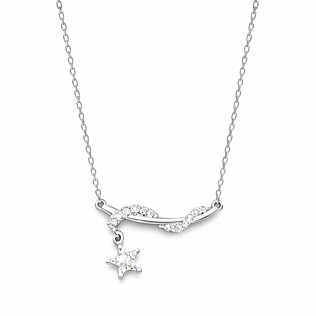  Entwined Star Pendant Zirconia Necklace - friendship necklace gift from Bestie Keepsake