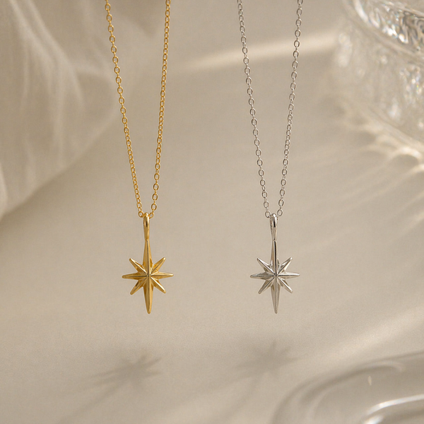  North Star Pendant Necklace 925 Sterling Silver - friendship necklace gift from Bestie Keepsake