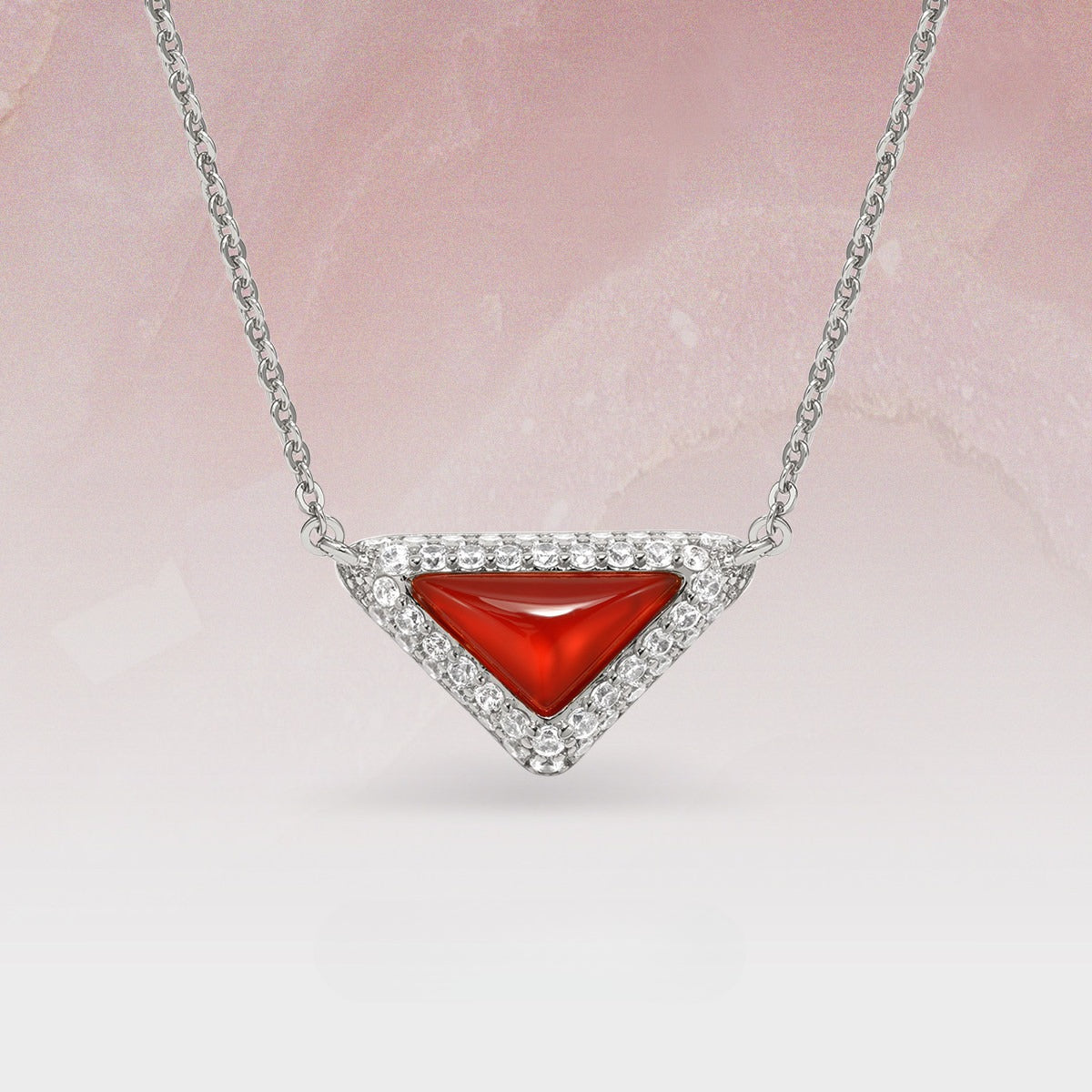  Delta Geometric Triangle Necklace with Stone Inlay - friendship necklace gift from Bestie Keepsake