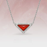  Delta Geometric Triangle Necklace with Stone Inlay - friendship necklace gift from Bestie Keepsake