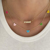  Enamel Heart Charm Necklace S925 Silver - friendship necklace gift from Bestie Keepsake