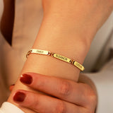  Engraved Name Bar Paperclip Link Bracelet Stainless Steel - friendship necklace gift from Bestie Keepsake